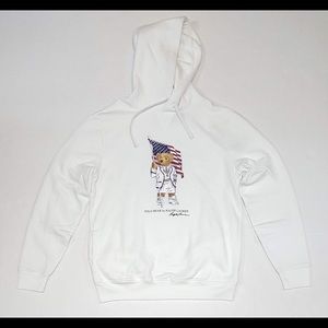 Polo Teddy Bear White Olympic Team Usa Flag Hoodie